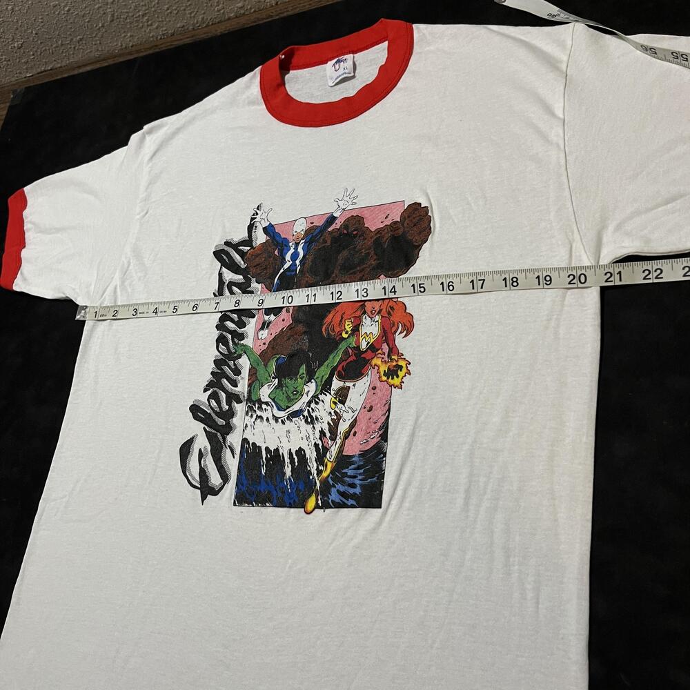 Vintage Elementals Shirt Marvel Avengers Ringer Comic Images Book Superhero 80s - Picture 9 of 10